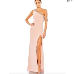 MAC DUGGAL Dress Size 12 Evening Gown Sequin Pink NEW Beaded Collar Jersey